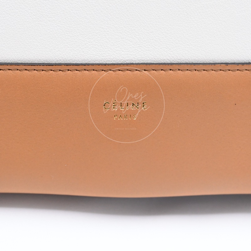 [Unused] Celine Medium Frame Bag Tan Optic White-17