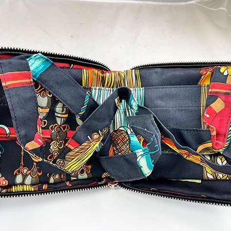 *奢華大道國際精品*【H0462】HERMES 黑色牛皮 SILKY POP絲巾托特包-5