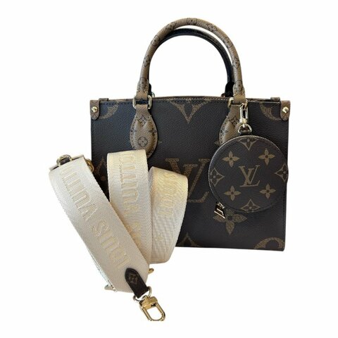 LV雙色大字紋小款ON THE GO兩用包