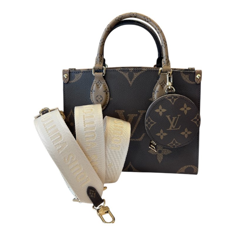 LV雙色大字紋小款ON THE GO兩用包-0