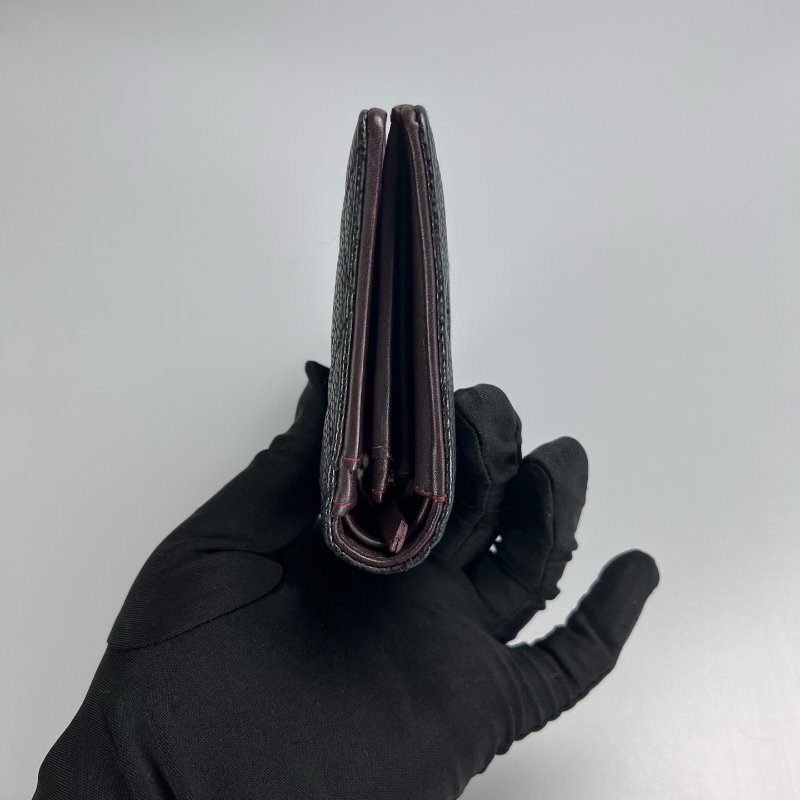 CHANEL CF菱格紋對開長夾 黑金 19開-2