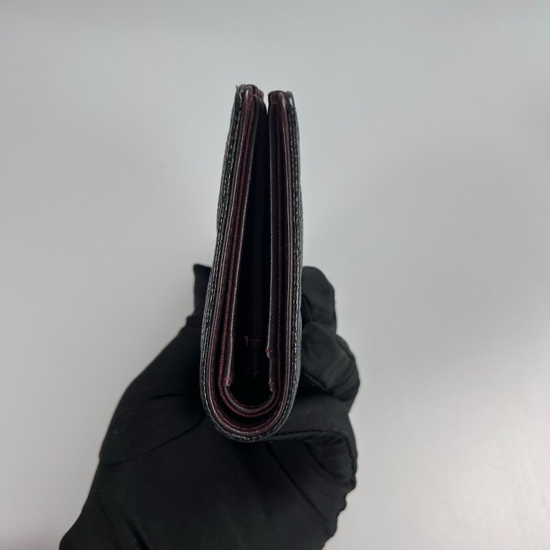 CHANEL CF菱格紋對開長夾 黑金 19開-3