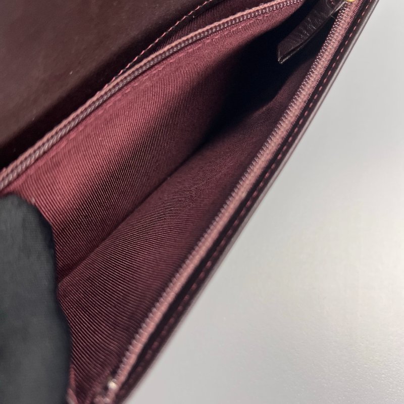 CHANEL CF菱格紋對開長夾 黑金 19開-6