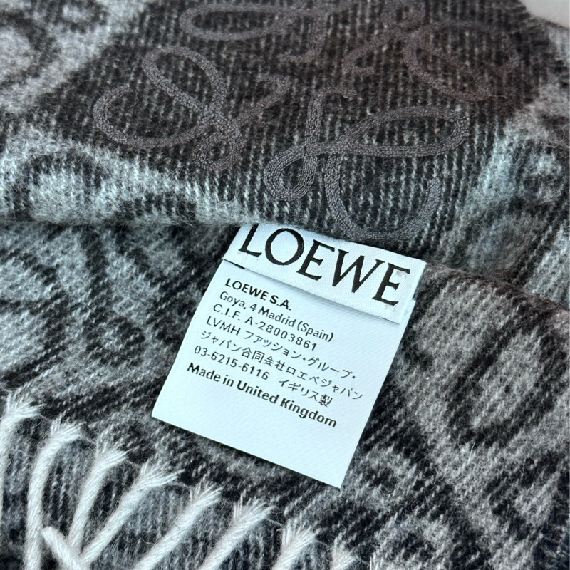 【全新🆕】LOEWE Anagram scarf羊絨羊毛刺繡 圍巾頸巾 深灰色-3