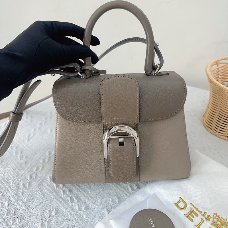 DELVAUX德爾沃 經典款Brilliant迷你手提包 漸變灰銀扣 約20*16*11.5 牛皮款超耐用  附件：鏡子 防塵袋。-0