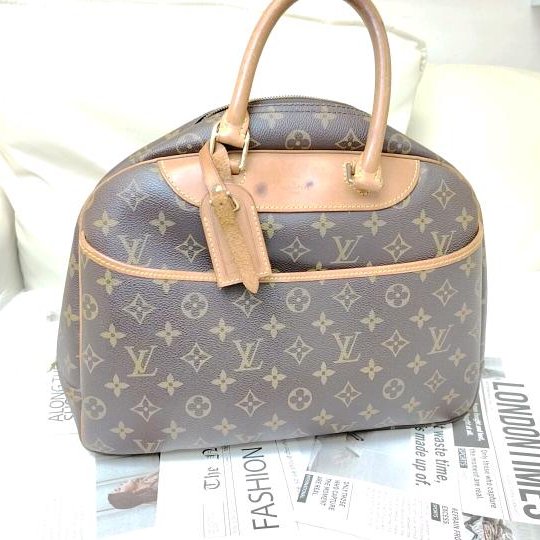 LV Trouville 棕色 老花 塗層帆布拼牛皮 小號 珍妮包-0