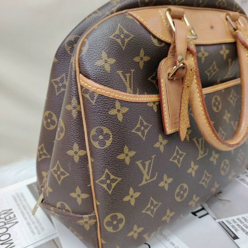 LV Trouville 棕色 老花 塗層帆布拼牛皮 小號 珍妮包-3