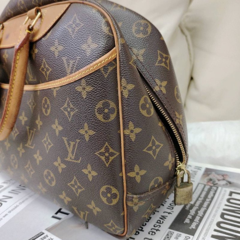 LV Trouville 棕色 老花 塗層帆布拼牛皮 小號 珍妮包-4