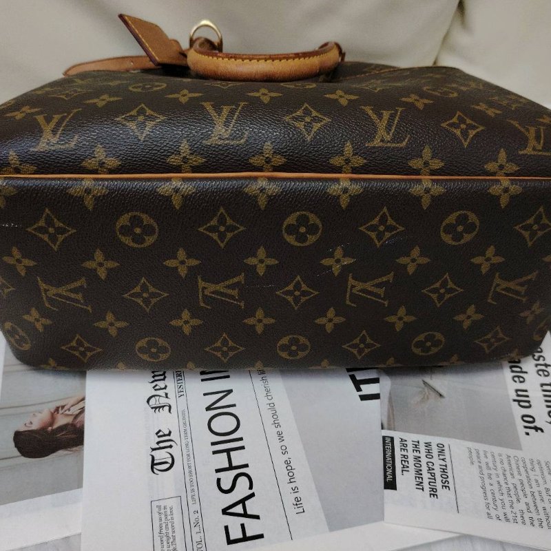 LV Trouville 棕色 老花 塗層帆布拼牛皮 小號 珍妮包-5