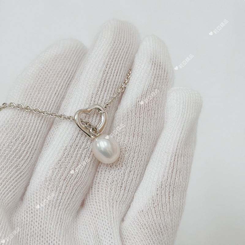 莉亞精品♡ Tiffany&co Openheart心型珍珠項鍊 二手美品-1