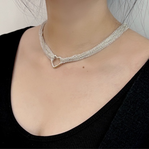 莉亞精品♡ Tiffany&co 愛心流蘇T扣項鍊 二手美品