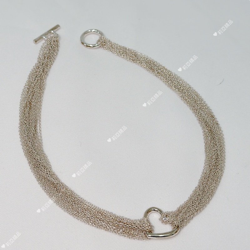 莉亞精品♡ Tiffany&co 愛心流蘇T扣項鍊 二手美品-1