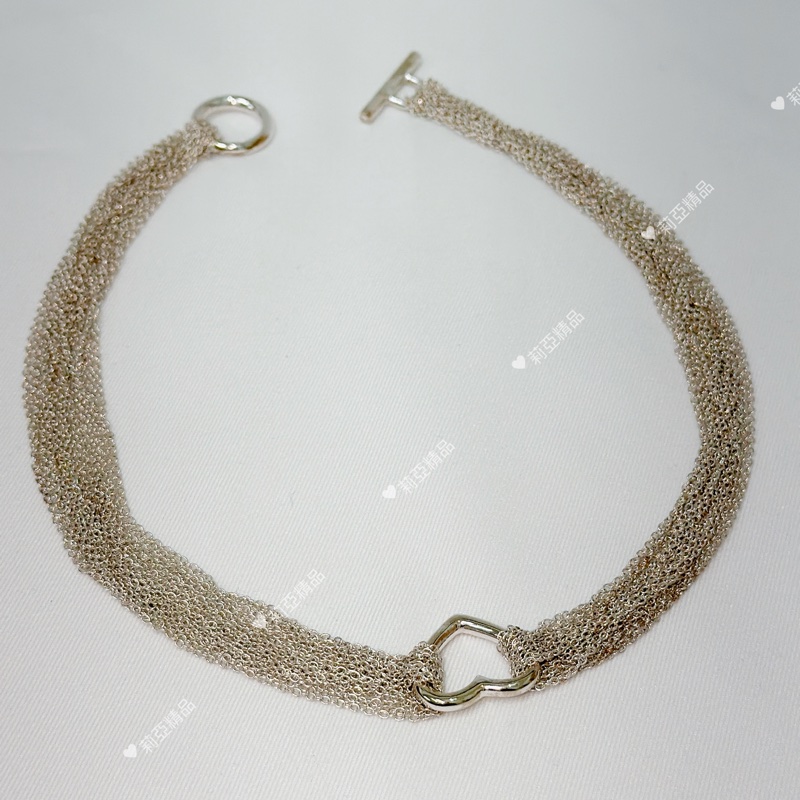 莉亞精品♡ Tiffany&co 愛心流蘇T扣項鍊 二手美品-2