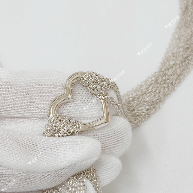 莉亞精品♡ Tiffany&co 愛心流蘇T扣項鍊 二手美品-3