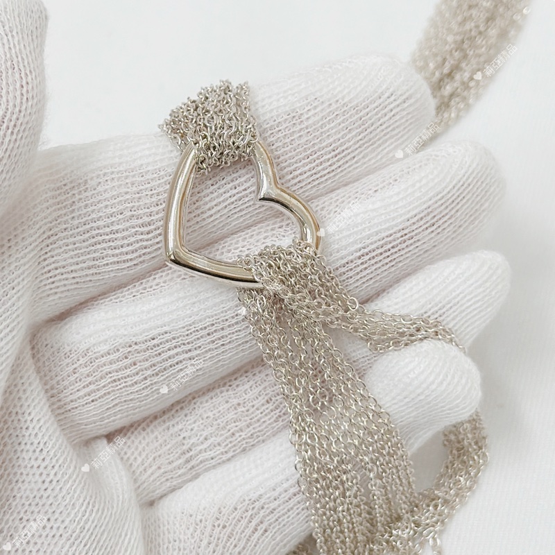 莉亞精品♡ Tiffany&co 愛心流蘇T扣項鍊 二手美品-4