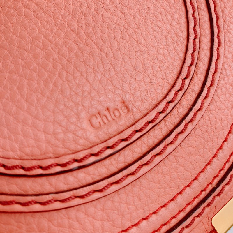 MS0482 Chloe 蔻依 半月 馬鞍 牛皮 小號 蜜桃色 珊瑚色 金扣 斜背包 Marcie Saddle Crossbody Bag Small Peach x GHW-10