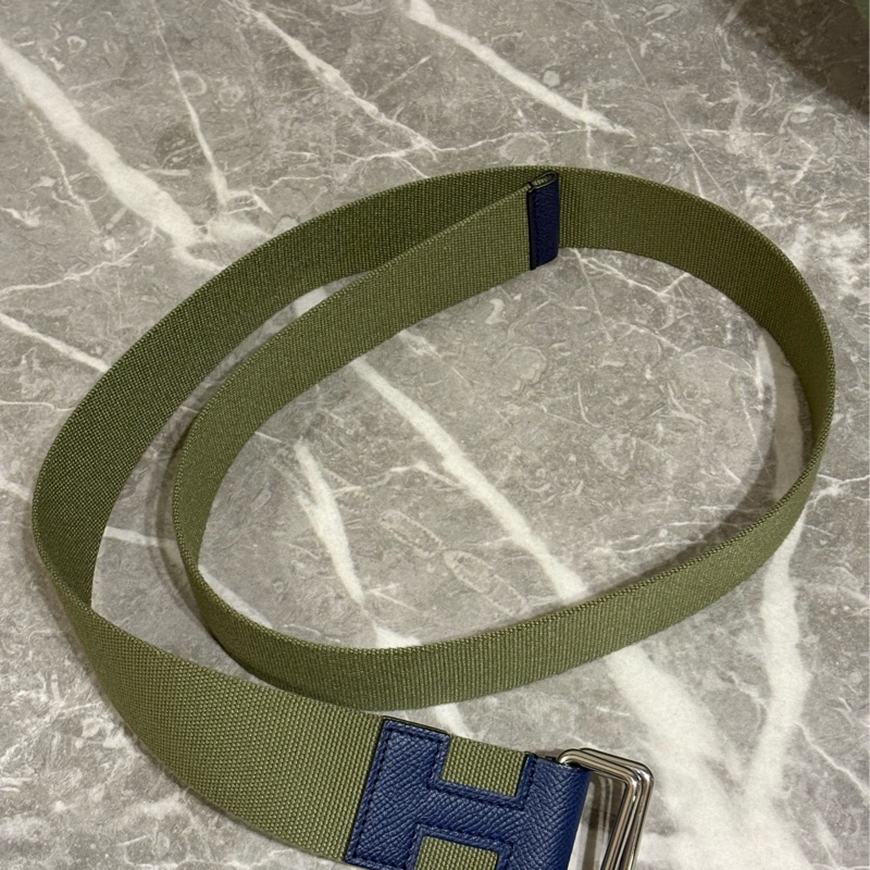 (9.5成新）Hermes愛馬仕 帆布皮帶-1