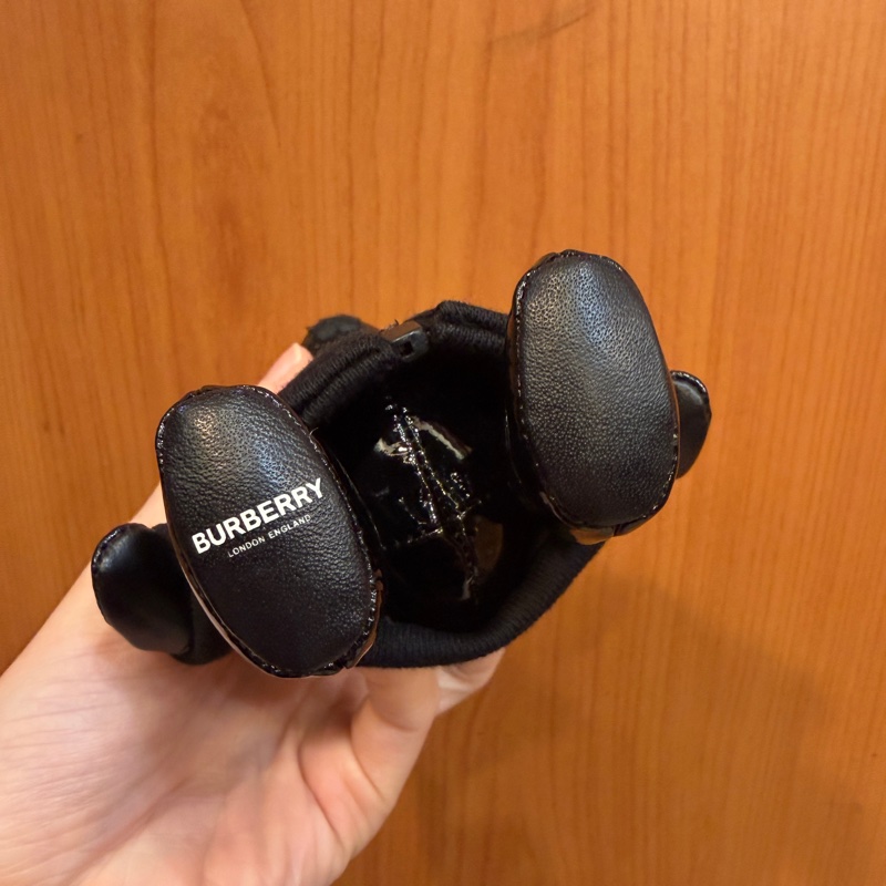 Burberry 黑漆皮經典格紋帽泰迪熊鑰匙圈吊飾-9