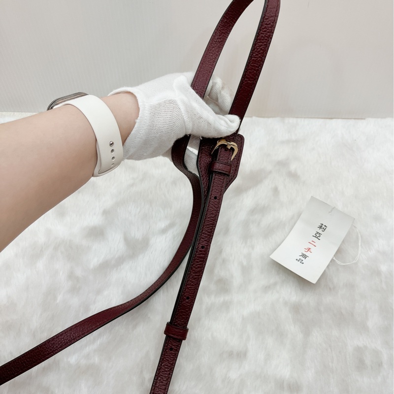 莉亞精品♡MJ 半月包 酒紅 二手-11