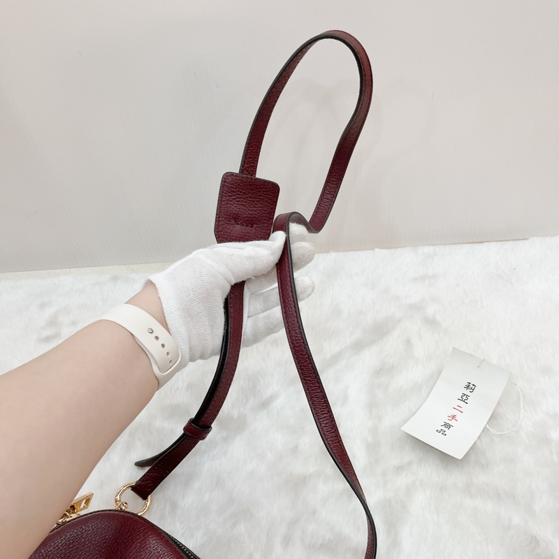 莉亞精品♡MJ 半月包 酒紅 二手-12