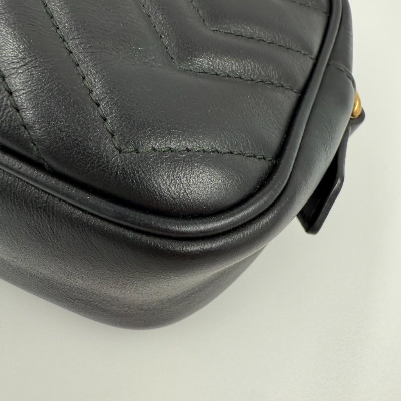 GUCCI - 黑色牛皮金釦GG Marmont 18cm相機包-6