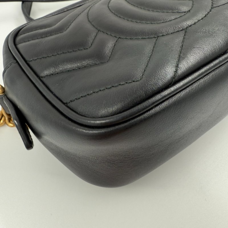 GUCCI - 黑色牛皮金釦GG Marmont 18cm相機包-7