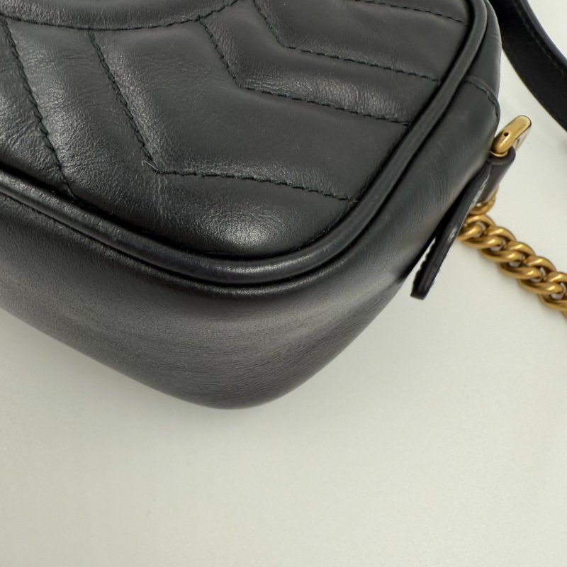 GUCCI - 黑色牛皮金釦GG Marmont 18cm相機包-8