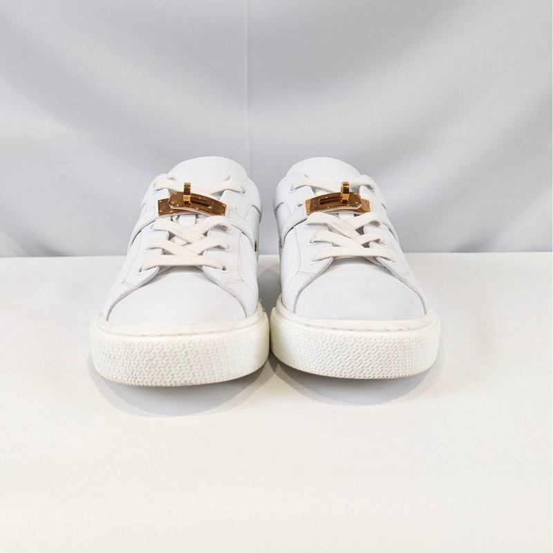 莉亞精品♡Hermes Kelly釦小白鞋 尺碼39 二手-3