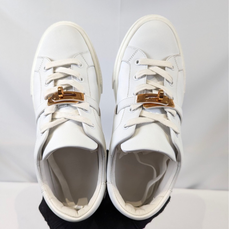 莉亞精品♡Hermes Kelly釦小白鞋 尺碼39 二手-7