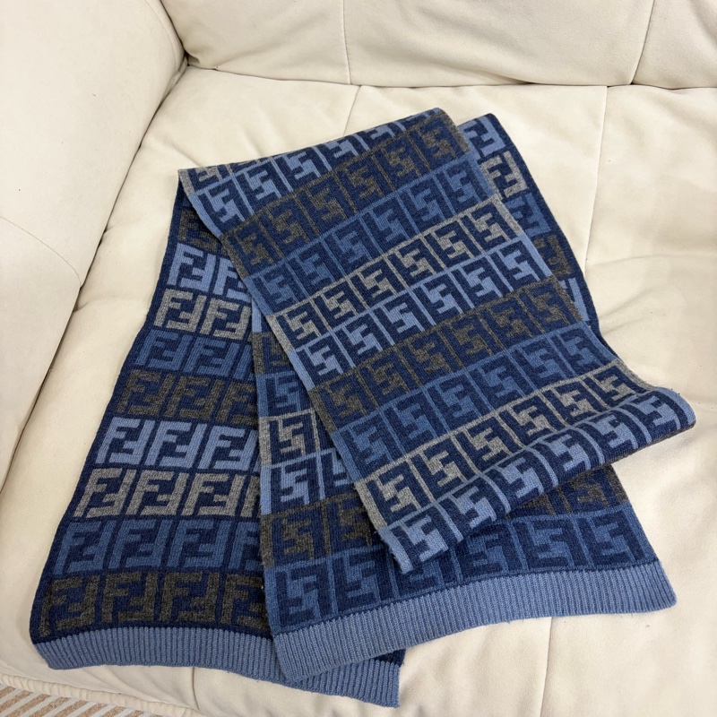 Fendi 芬迪 zucca 圍巾 頸巾 雙面 日本中古-5