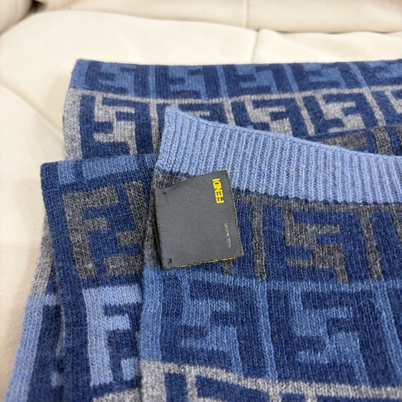 Fendi 芬迪 zucca 圍巾 頸巾 雙面 日本中古-7