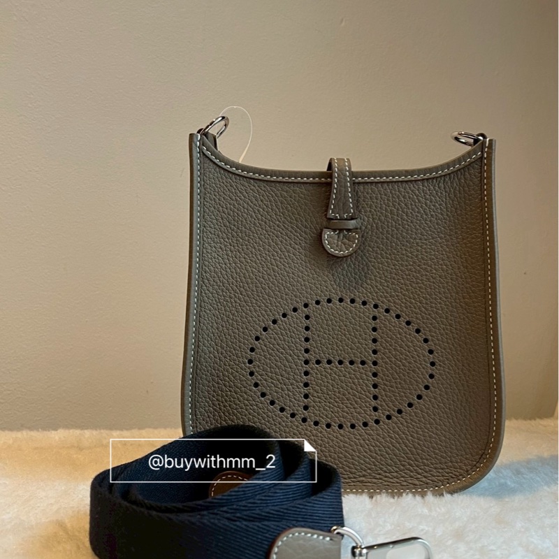 ⭐️賣場有滿額折扣⭐️Hermes 大象灰 Mini Evelyne-0