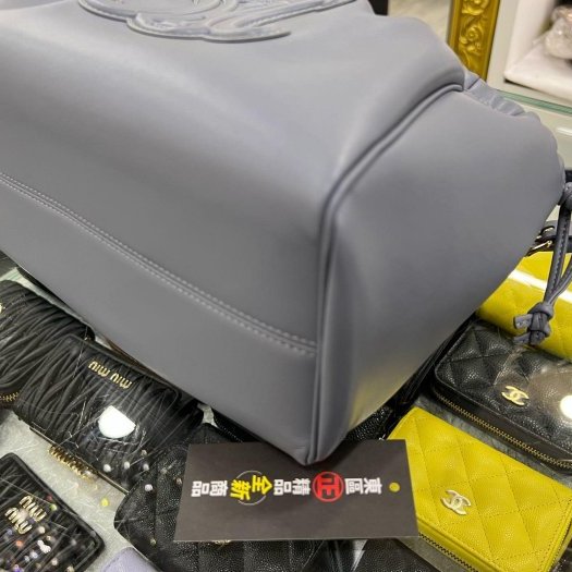 東區正精品㊣CELINE CUIR TRIOMPHE CABAS 111013 全新未使用水藍色全皮吸扣抽繩包手提斜背包 RZ6142-9