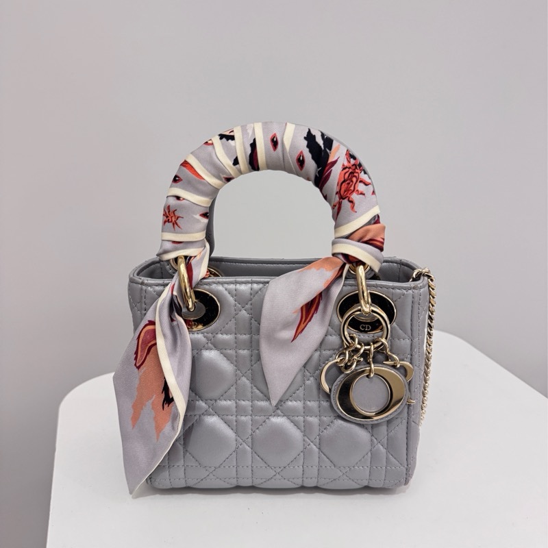 Dior Mini Lady Dior 珍珠灰｜有購證・防塵袋｜保存極佳-1