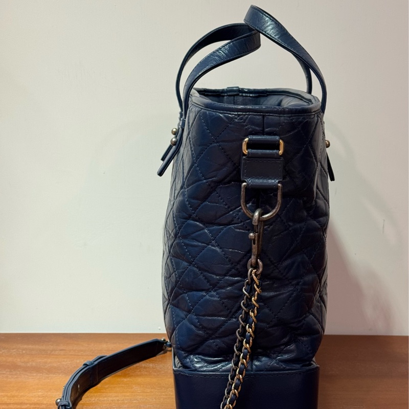 Chanel菱格牛皮藍色，古銅銀扣，手挽側背兩用Gabrielle Shopping Tote bag-8