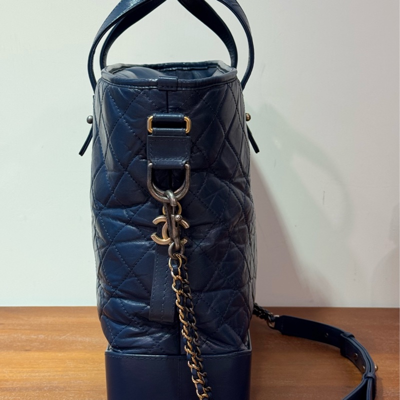 Chanel菱格牛皮藍色，古銅銀扣，手挽側背兩用Gabrielle Shopping Tote bag-9