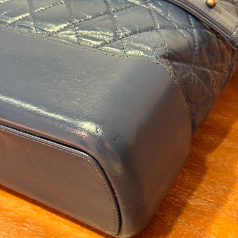 Chanel菱格牛皮藍色，古銅銀扣，手挽側背兩用Gabrielle Shopping Tote bag-17