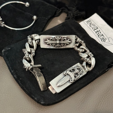 克羅心 chrome hearts 雙ID 手鍊 匕首 十字架 經典款 半花 double I’d