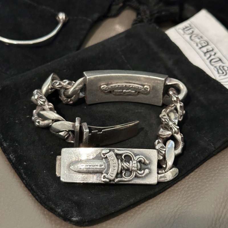 克羅心 chrome hearts 雙ID 手鍊 匕首 十字架 經典款 半花 double I’d-4