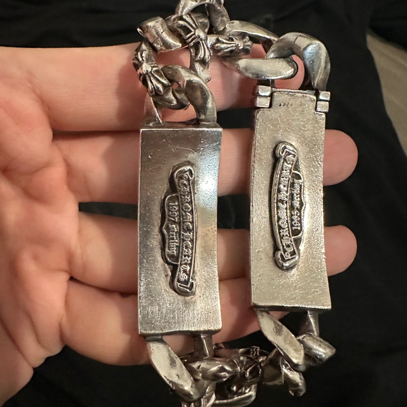 克羅心 chrome hearts 雙ID 手鍊 匕首 十字架 經典款 半花 double I’d-6