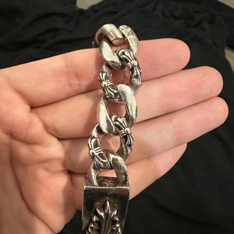 克羅心 chrome hearts 雙ID 手鍊 匕首 十字架 經典款 半花 double I’d-7