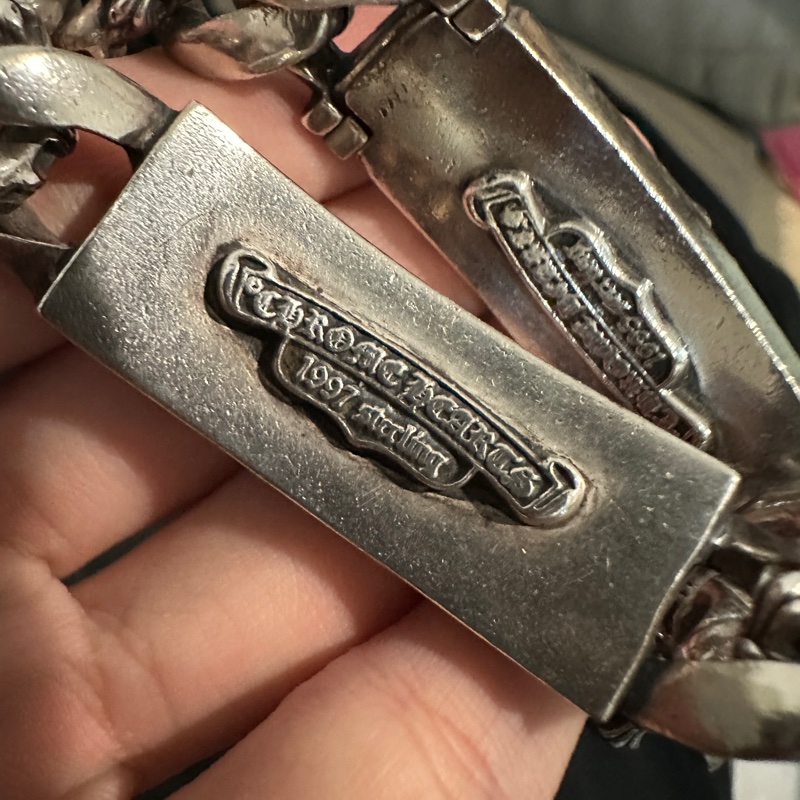 克羅心 chrome hearts 雙ID 手鍊 匕首 十字架 經典款 半花 double I’d-8