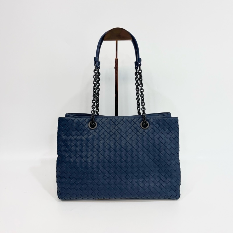 💙 葆蝶家BV藍色編織Nappa小羊皮 Intrecciato鏈條托特包-3