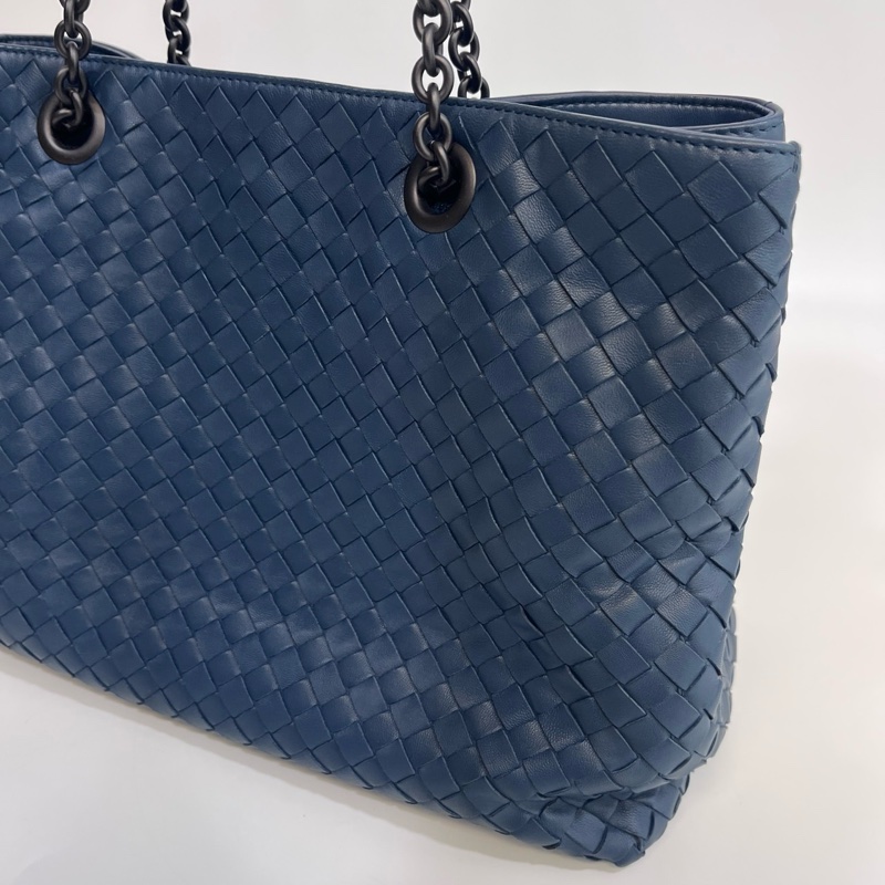 💙 葆蝶家BV藍色編織Nappa小羊皮 Intrecciato鏈條托特包-11