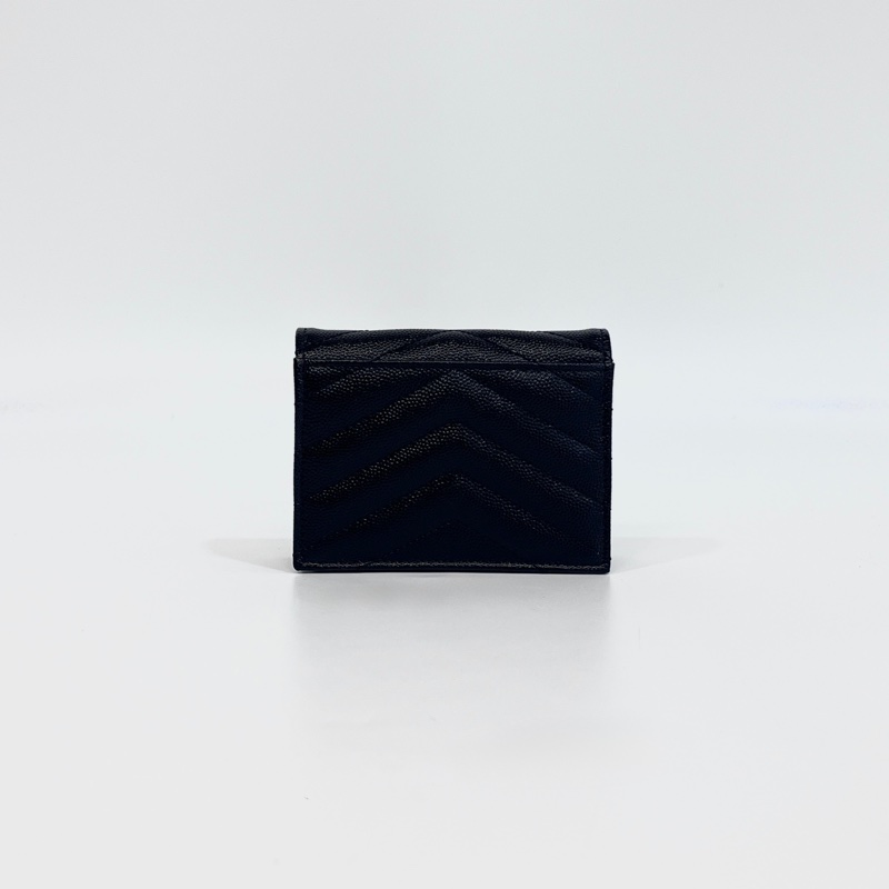 🖤聖羅蘭短夾YSL 黑金logo粒面牛皮暗釦短夾668290-3