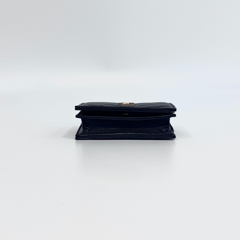 🖤聖羅蘭短夾YSL 黑金logo粒面牛皮暗釦短夾668290-4