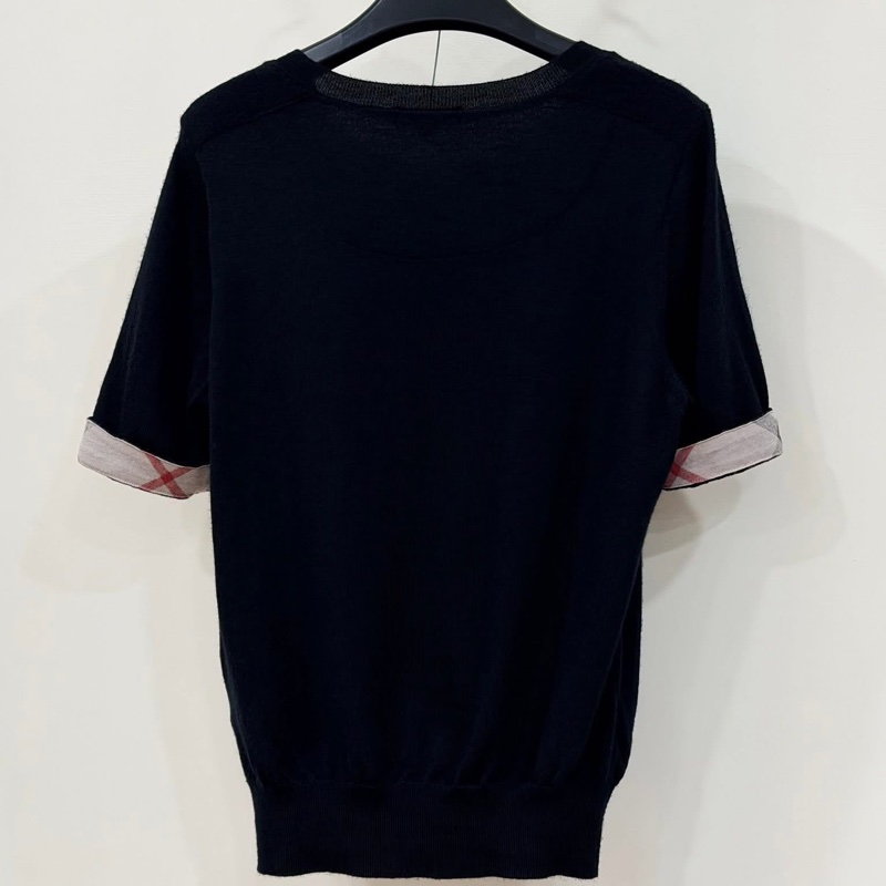 BURBERRY 倫敦 反折格紋羊毛戰馬上衣 黑色-1