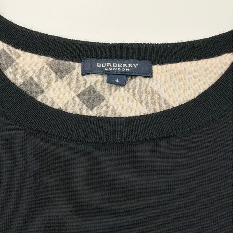 BURBERRY 倫敦 反折格紋羊毛戰馬上衣 黑色-7