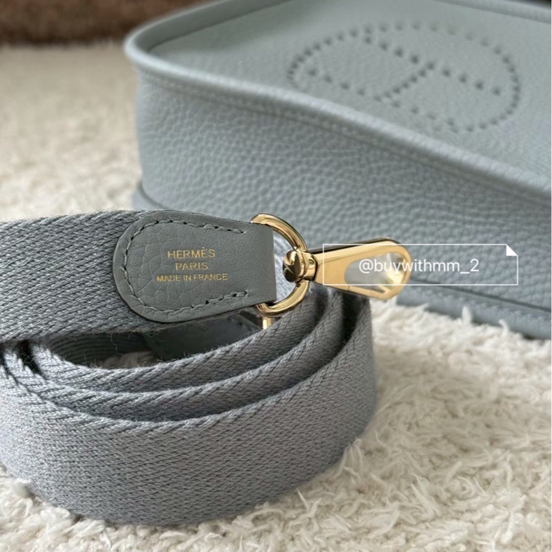 ⭐️賣場有滿額折扣⭐️愛馬仕Mini Evelyne 木偶灰 淡金釦-3