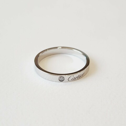 Cartier C de Cartier 54號  pt950 鑽石 窄版